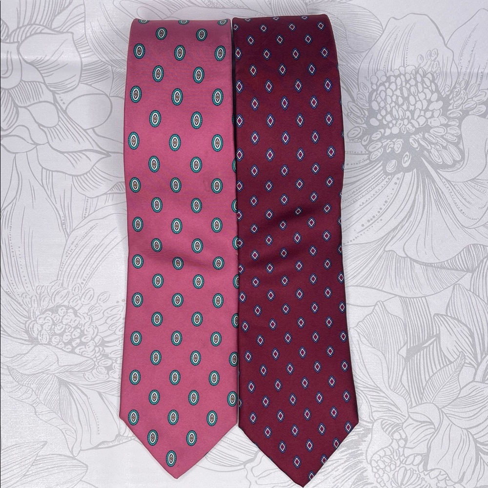 Etienne Aigner Pink and Burgundy Tie Set